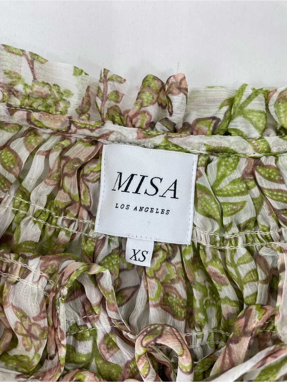 MISA Los Angeles Floral Chiffon Mini Skirt Set XS Boho Peasant Top Romantic Coqu